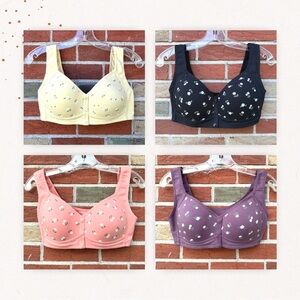 Daisy Four Piece Bra Set Floral Front Snap Wireless Women's Bras 🌼